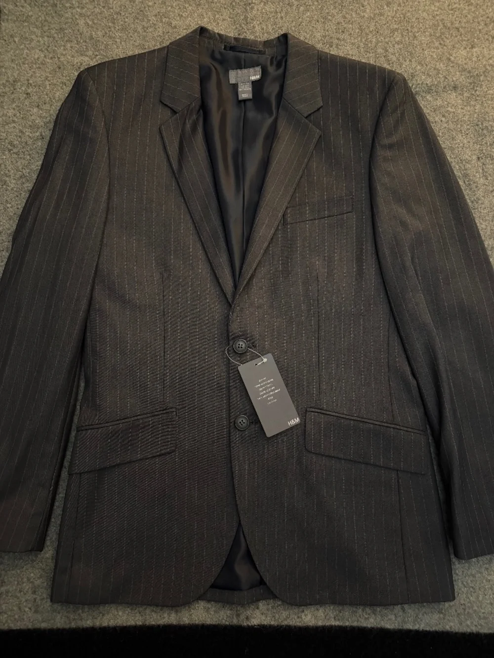 H&M Grey Slim Fit Pinstripe Blazer Jacket